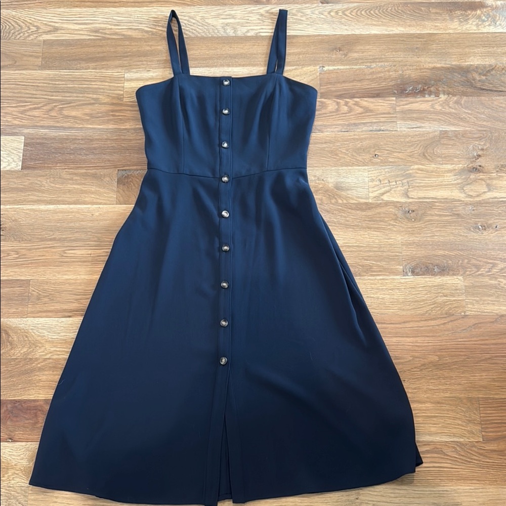 Giani Bernini Blue and White Buttoned A-Line Midi Dress